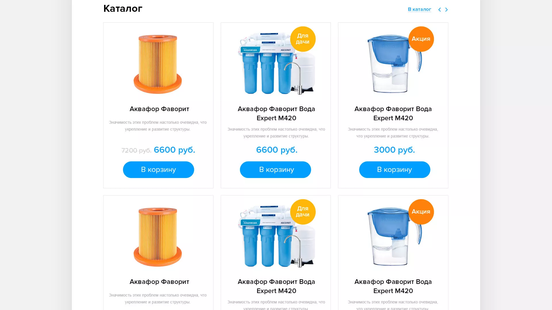 Создание интернет-магазина «Водолей» по продаже фильтров очистных сооружений в Кеми