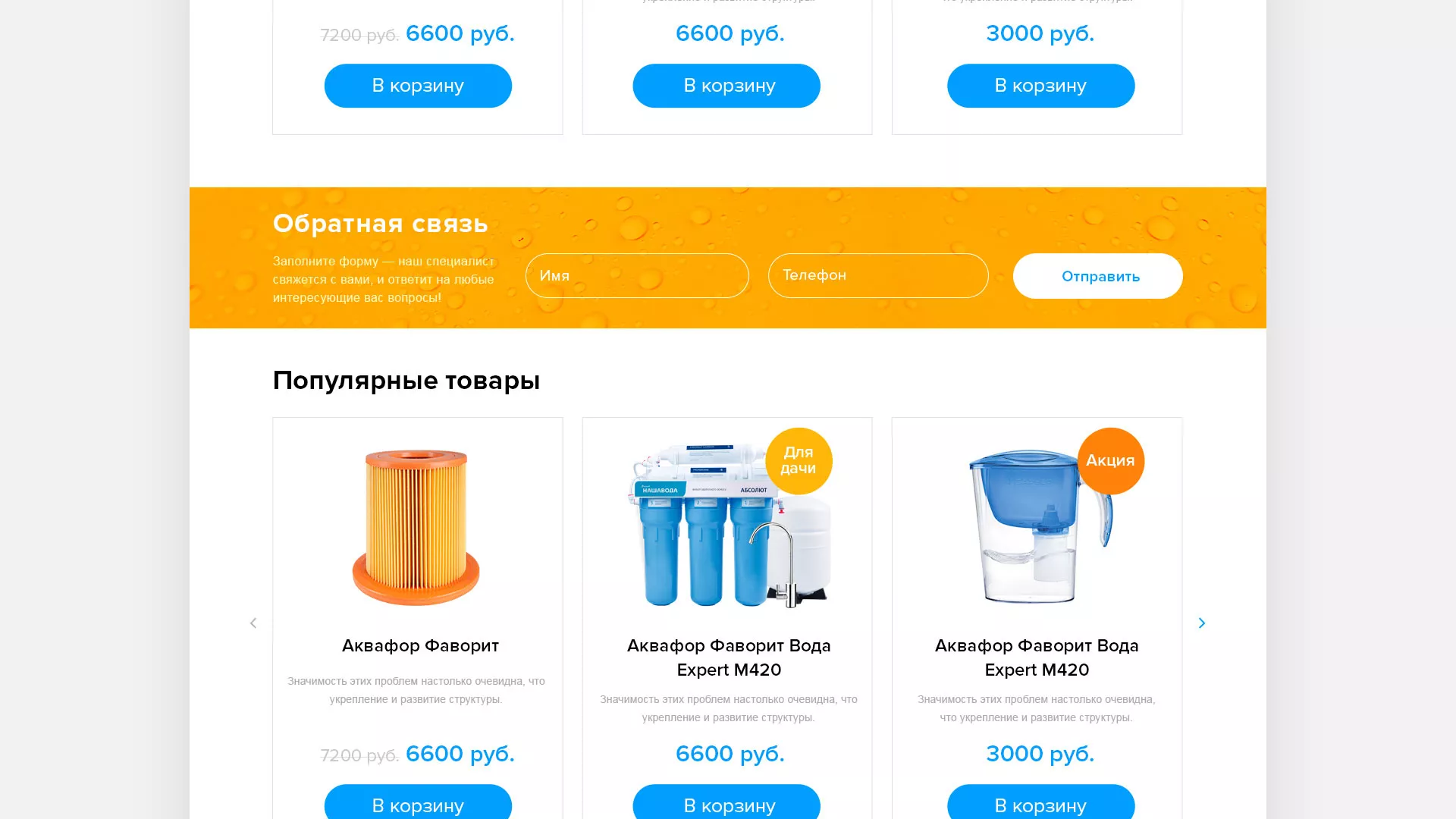 Создание интернет-магазина «Водолей» по продаже фильтров очистных сооружений в Кеми